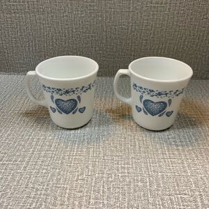 Corning Ware Blue Hearts Mugs Set of 2